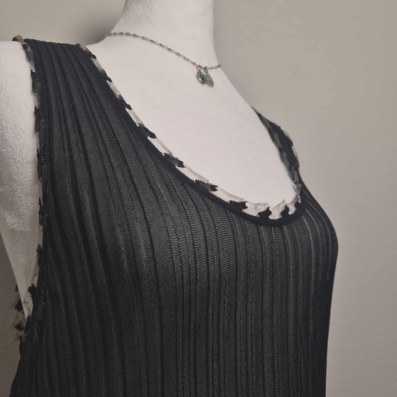 CHANEL Luxury Vintage Y2K Archives RARE Mesh Tulle Whimsigoth Grunge Tank Top M - Picture 5 of 16